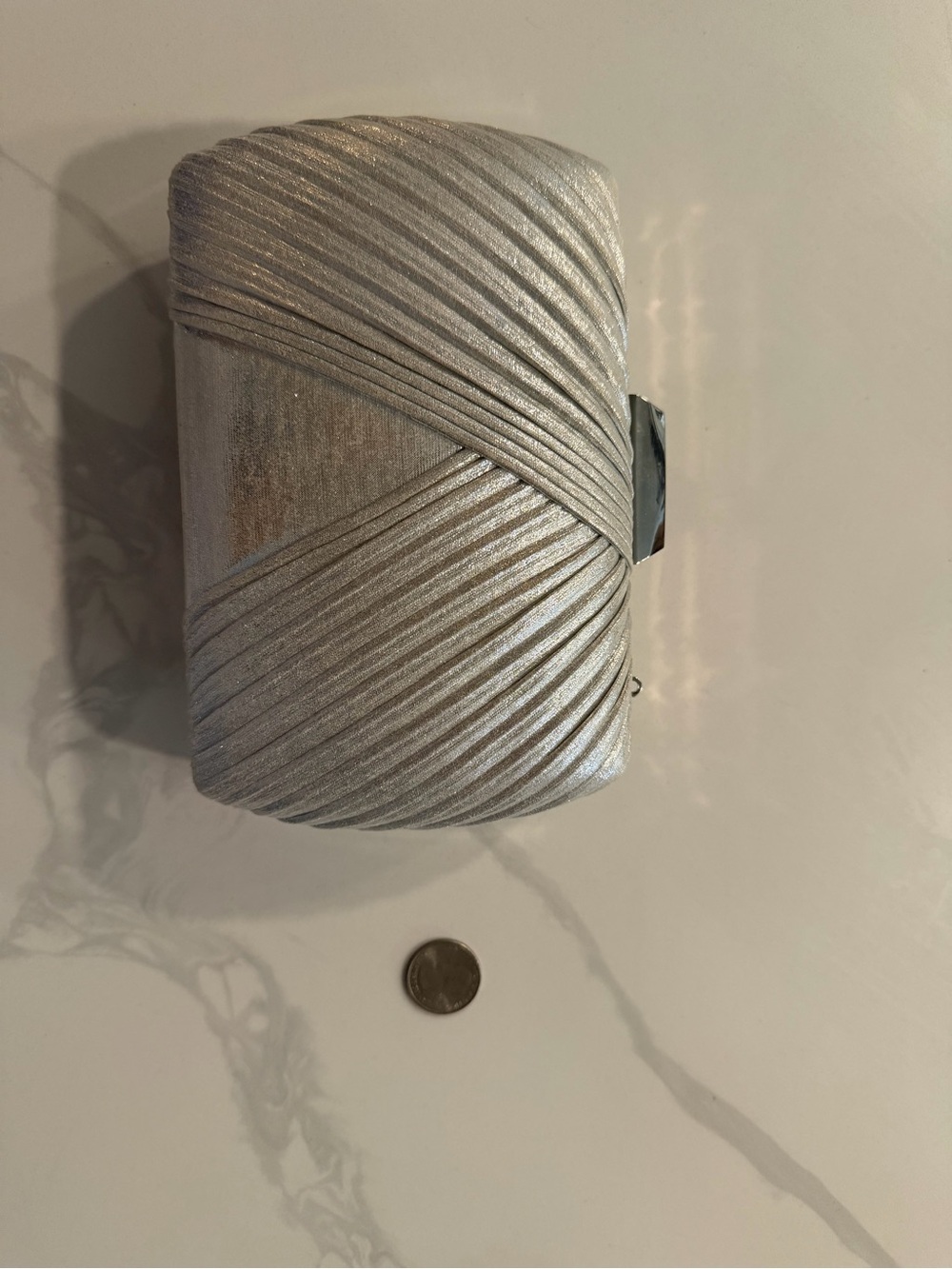 Shimmery Silver Pleated Clutch - Unbranded Evening Bag